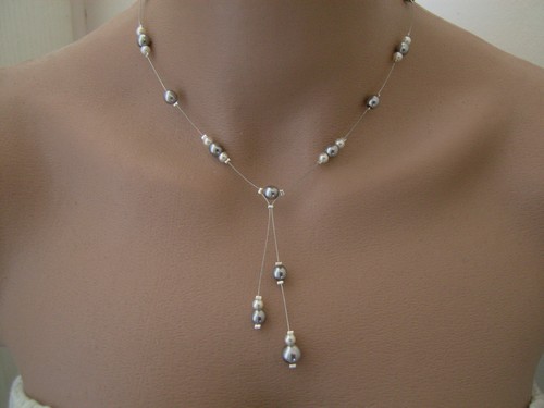 Collier original perles - perles, blanc