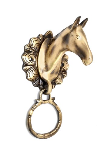 Cheval tête laiton porte - cheval,