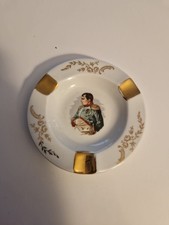 CENDRIER PORCELAINE LIMOGES NAPOLÉON EMPEREUR CORSE BLANC DORÉ 