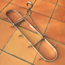FABULOUS RARE Old French BUTCHER 10 HOOKS Solid Oval HANGiNG RACK KiTCHEN ISLAND