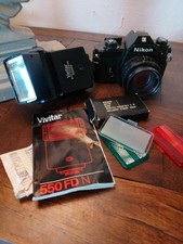 Argentique NIKON EM et accessoires flash VIVITAR 550FD