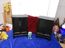 paire armoires trapèzes miniatures laquée noire,Chine/Indochine,bois rouge,36x22