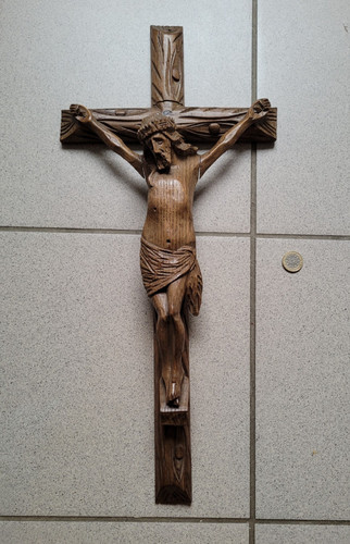 Ancien christ bois sculpté - christ,