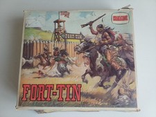 Jouet ancien Fort Western avec 5 figurines, complet dans boîte FORT-TIN COMANSI