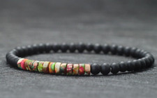 Bracelet de perles Jaspe impérial multicolore et Agate mate, sur mesure