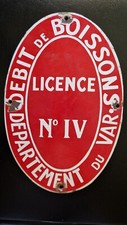 Licence IV - Authentique et ancienne plaque émaillée -   Département du Var  -