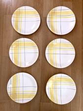LOT 6 ASSIETTES À DESSERT SALINS FRANCE MONTRÉAL JAUNE TORCHON VINTAGE 1950´s