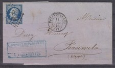 FRANCE - 14Ad obli sur lettre "bleu foncé sur vert"