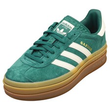 Adidas Gazelle Bold Femme - Baskets Mode en Cuir Vert et Blanc - 36 EU