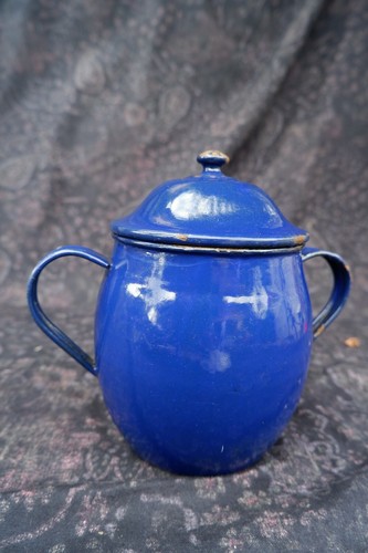 Pot émaillé bleu - pot, de
