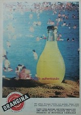 PUBLICITE ORANGINA A LA PULPE D'ORANGE BOUTEILLE PLAGE MER DE 1960 FRENCH AD PUB