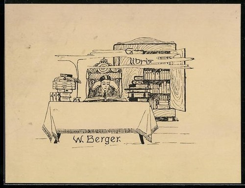 Exlibris berger lecteur à - berger,,