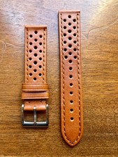 Bracelet de montre en cuir caramel type rallye 20mm neuf
