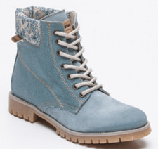 Bottines Mustang Véritable Cuir Nubuck+Textile Bleu Clair T.38 NEUFS L/BTE