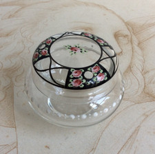 Bonbonnière Boite en verre émaillé de Roses 1900