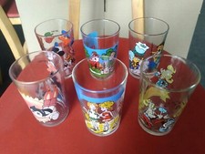 Ancien Vintage 6 Verres Moutarde Astérix Maya Disney Laurel et Hardy Astro