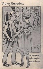 CPA ILLUSTRATEUR VISIONS MAROCAINES UN SOUS MARIN OPERE