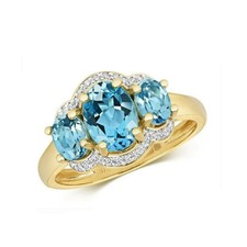 Bague topaze bleue véritable