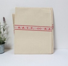 Très grand torchon essuie-main brodé ancien en métis RATP métro Paris