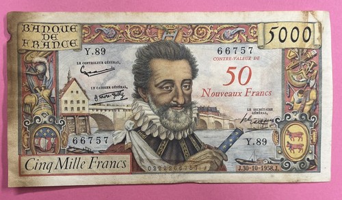 5000 francs henri etat - 5000, tb+