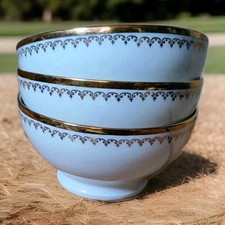3 Bols Anciens Porcelaine De Luxe Blanc Et Or