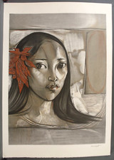 Grande épreuve lithographique par Georges Oudot Tahiti Tahitienne Vahiné