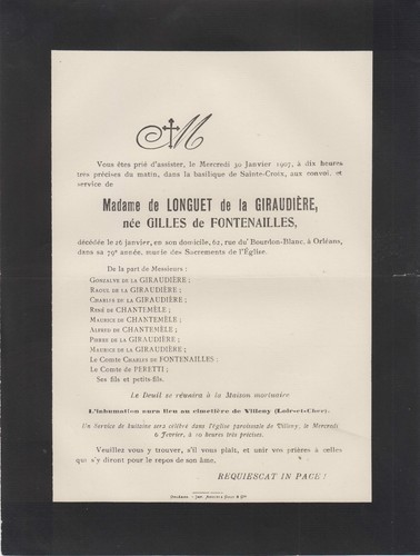 1907 faire part - dÉcÈs, mme