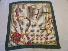 foulard vintage motifs rênes et brides soie