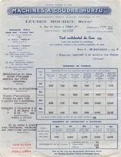 1933 MACHINES A COUDRE HURTU LUCIEN ROCHET A PARIS - M. VANGINOT A SAINT SULP