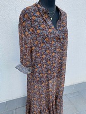 MANGO robe longue motifs noir & beige décolleté dos XL