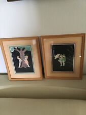 lot de 2 tableaux anciens pour chambre d enfant peint à la main