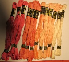 ECHEVETTES à BRODER Mouliné Spécial DMC ROSE assortis N819,754,335,329 LOT de 12