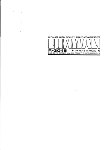 Owner manual anleitung - owner's, pour