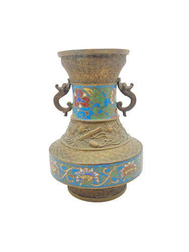 Ancien vase bronze cloisonné - ancien,