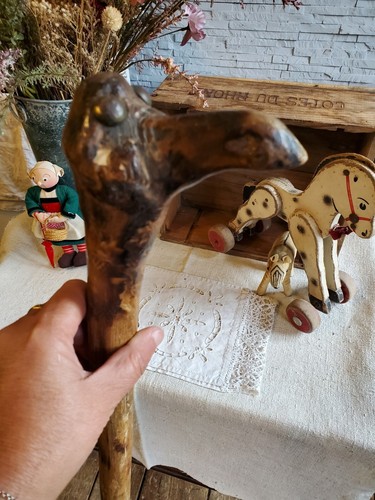 Ancienne canne bois pommeau - ancienne,