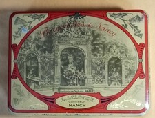 ancienne boîte en métal - publicité - bergamotes de Nancy