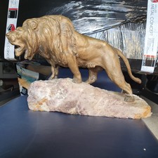 Bronze  lion Sur Marbre  de