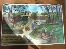 AFFICHE SCOLAIRE Sixties AUTOMNE / JARDIN  Autos FIAT 500  Poids Lourds TRACTEUR