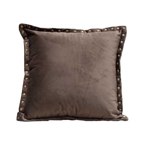 Coussin velours gris clous - coussin,