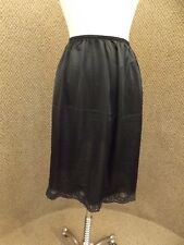 Lovely Vtg Sears Black Nylon Lace Knee Length Half Slip S Long 12" Slit on Hem