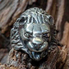 Lion Tête 925 Bague Argent