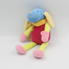 Doudou chien rose bleu vert