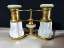Paire jumelles de théatre ancienne 19 siècle XIX en laiton nacre avec étui Lyon