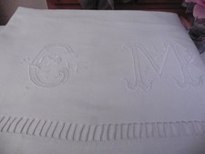 ANCIEN DRAP LIN X COTON BLANC