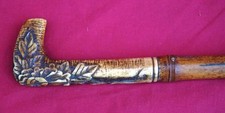 Japanese Carved Deer Antler Bamboo Stick Walking Cane 1900