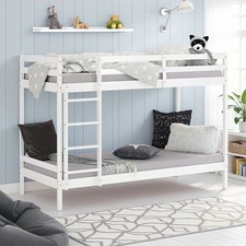 Lit superposé 90x200 bois blanc – lit enfant stable chambre Homestyle4u