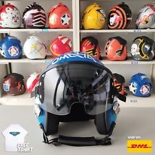 TOP GUN BLUE OMAHA HGU-55 FLIGHT HELMET MOVIE PROP PILOT AVIATOR USN NAVY+SHIRT
