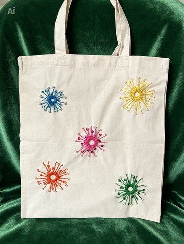 Tote bag avec broderie fleurs