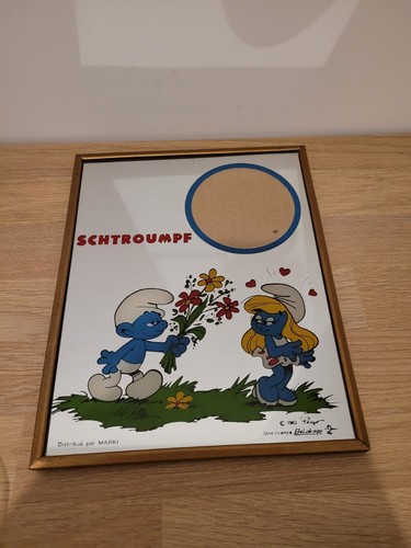 Ancien miroir schtroumpf - ancien,