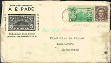 États-Unis d'Amérique 1937 A.E. Pade Denver vers Madagascar per S/S Normandie